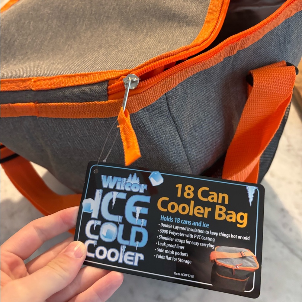 Gray and Orange Duffel Cooler Bag